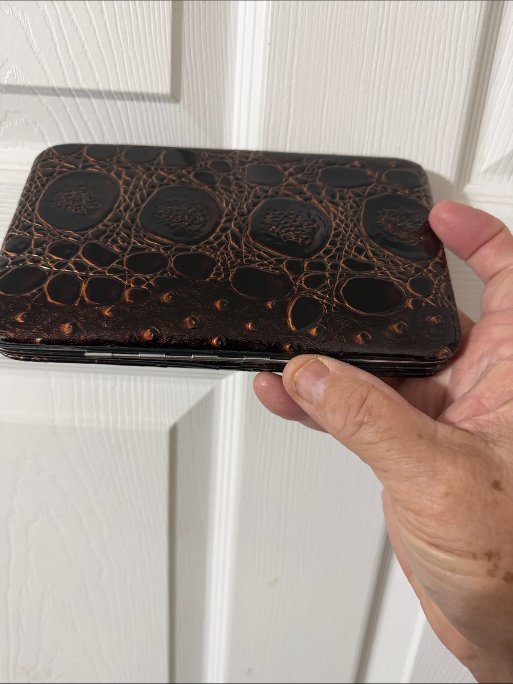 Brown Croc-Embossed Women's Wallet - Picture 3 of 6